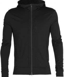 Icebreaker Quantum III LS Zip Hood Jacket Men, Zwart