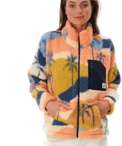 Rip Curl Waves Polar Fleece Jacket Women, Beige